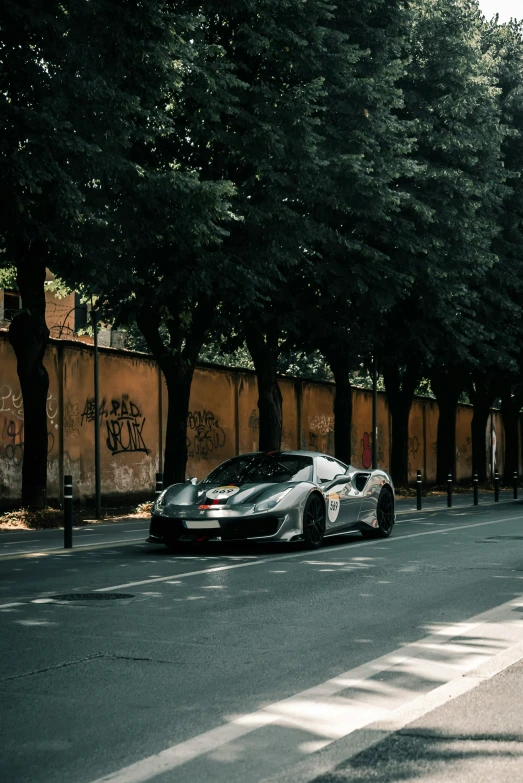 a car is parked on the side of the road