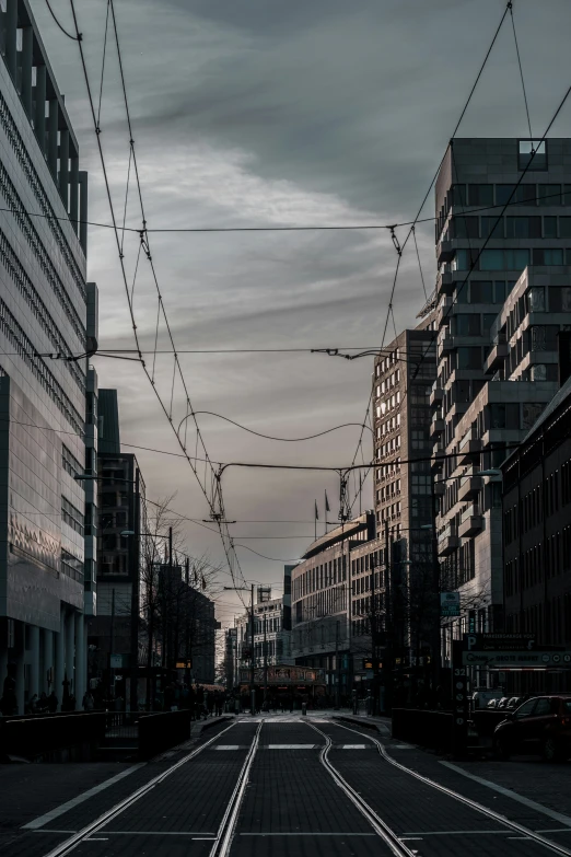 a street lined with lots of tall buildings