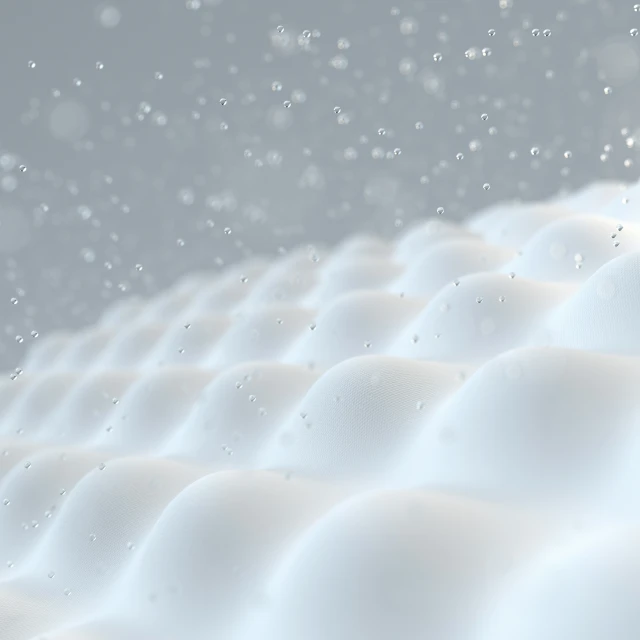 rain drops are falling over the top of a white, wavy surface