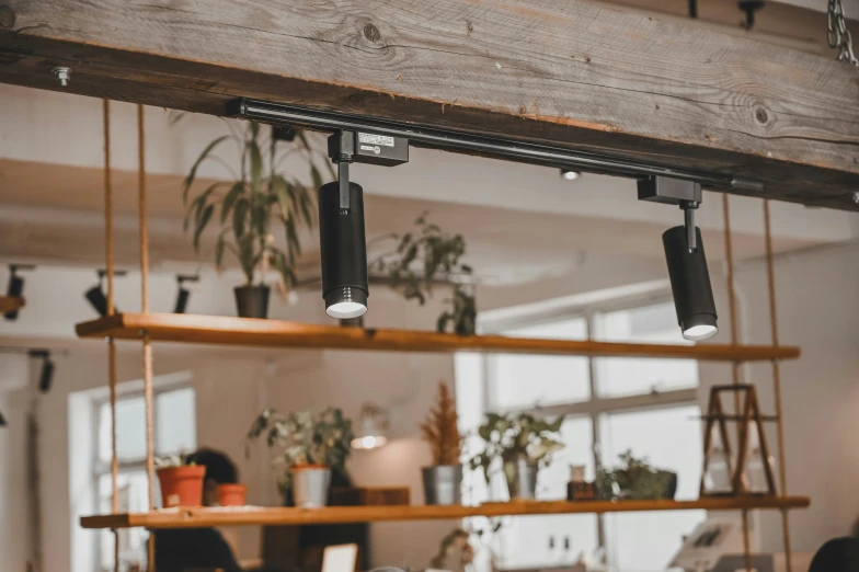 industrial style lighting fixture in an open room