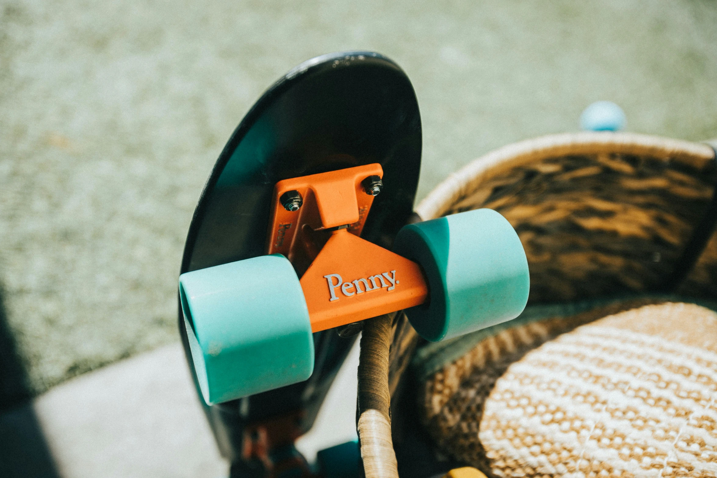 skateboard in the middle of a park in the shade