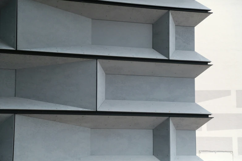 close up s of shelves on a concrete structure