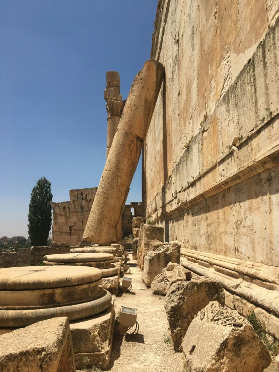 ancient buildings are lined with large stones