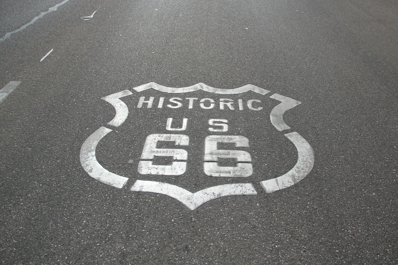 a po of the old route 66 painted on the ground