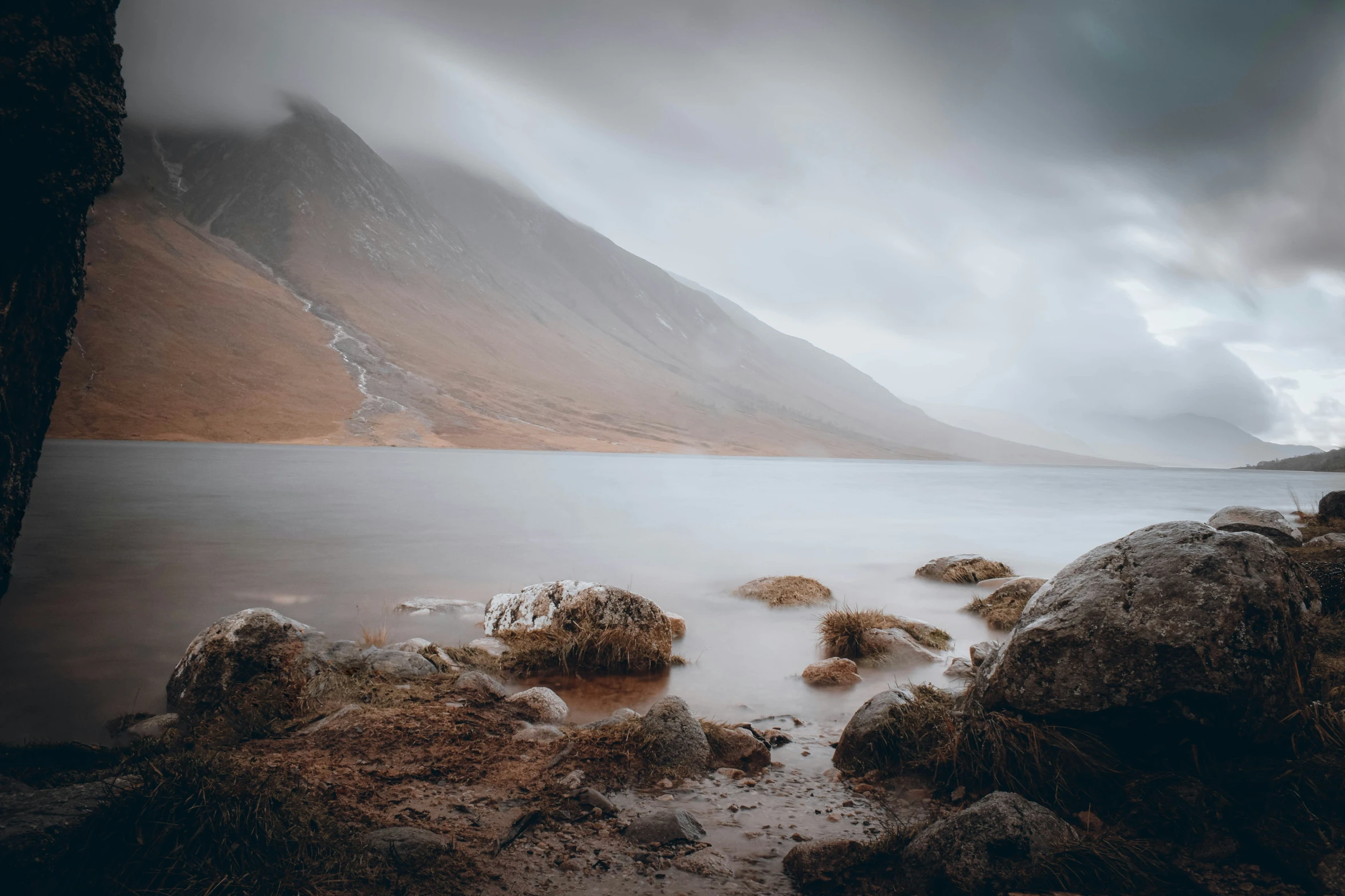 landscape po taken in a lake by mountain