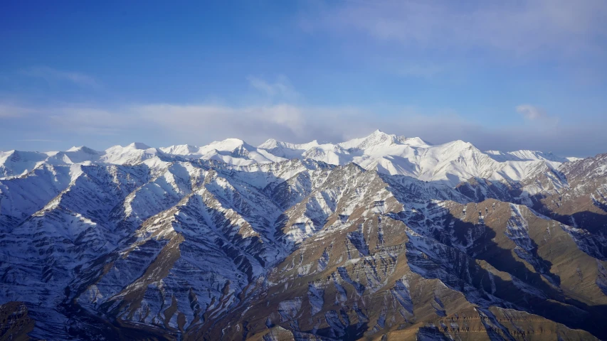 snow covered mountains with a bird eye view