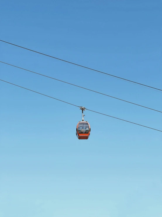 the top of a trolly car in the sky