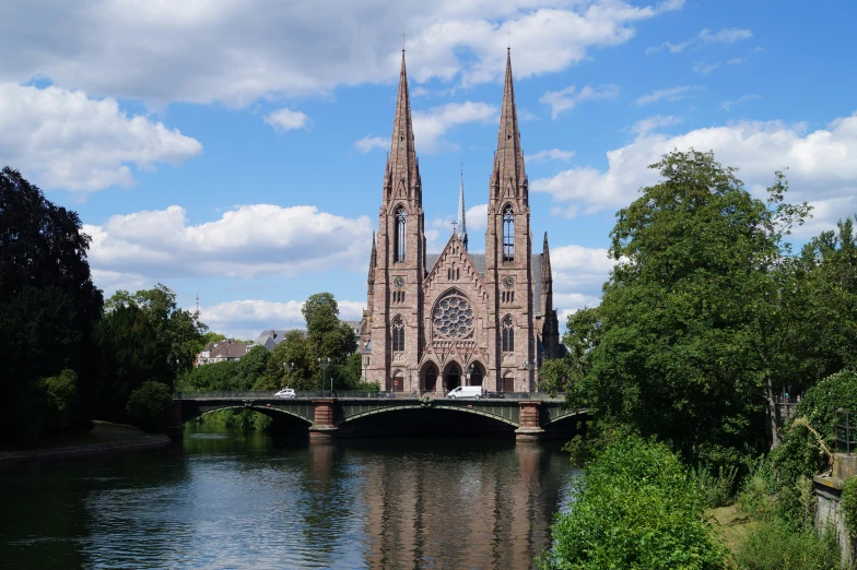 the cathedral stands over a river that has some water under it