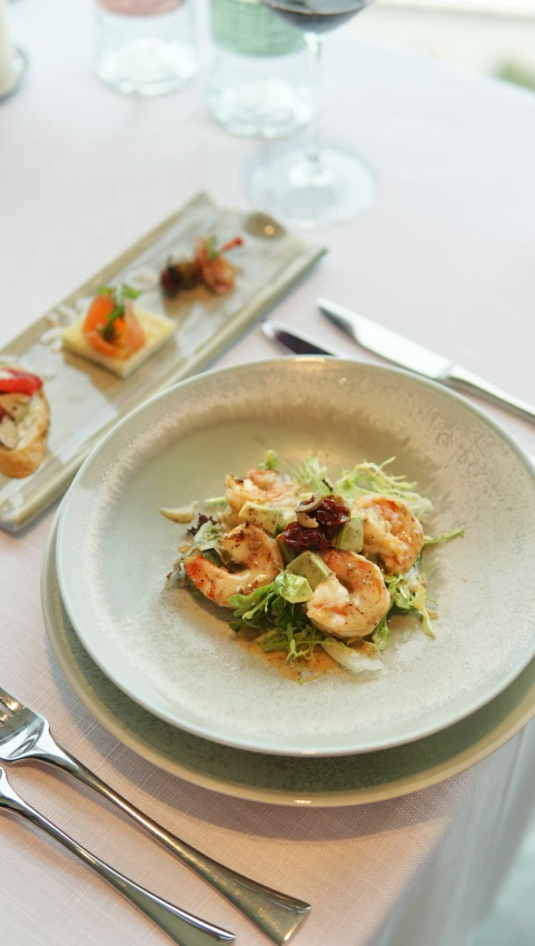 a white plate with some food on top of it