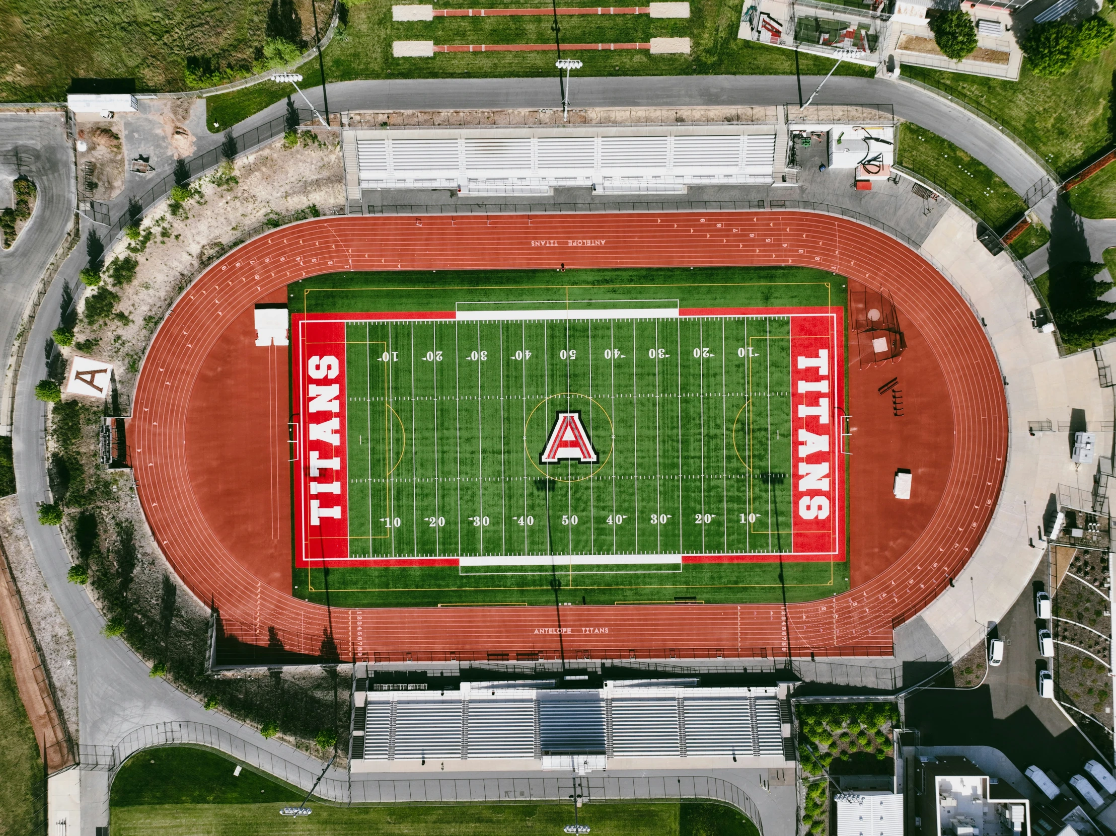 an aerial po of the football field at texas state university