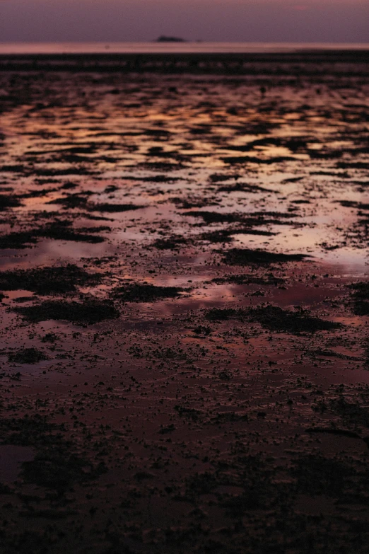 the view from the ocean as dusk turns into darkness