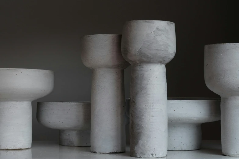 an artistic po of white concrete blocks in various shapes and sizes