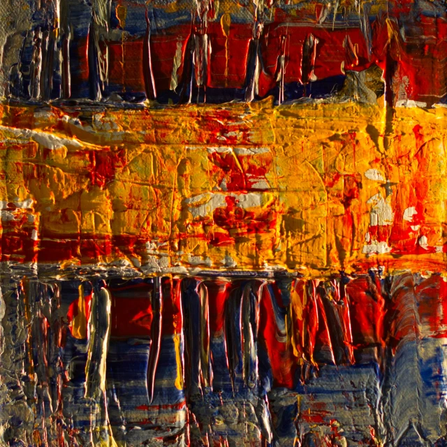 an abstract painting with bright colors of varying size