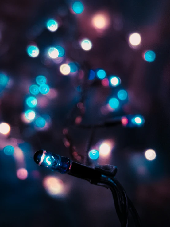 a microphone that is next to an array of lights