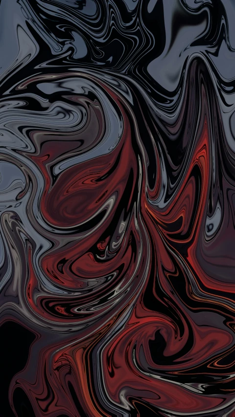 red and black swirled abstract painting