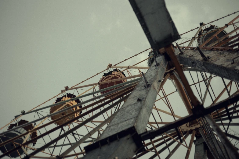 view of an upside down carnival ride at the park