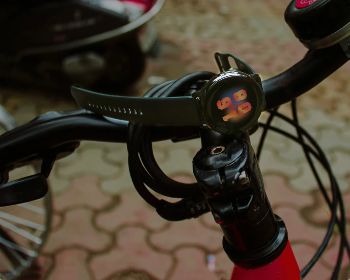 the handlebars and cables are visible on the handle bar of a bicycle