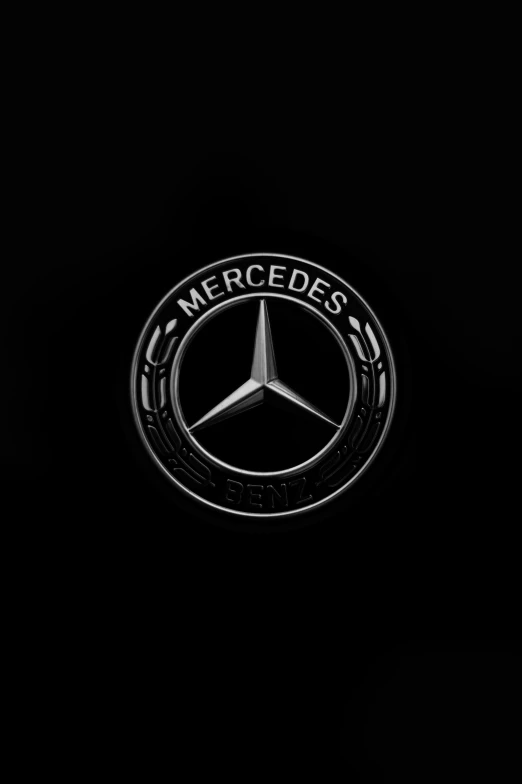 mercedes emblem is seen in this black po