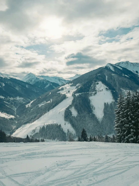 there is a view of a mountain from the snow