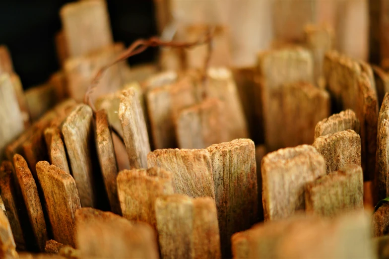 some wood sticks that are piled together