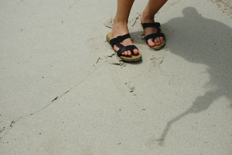 there is a person standing in the sand