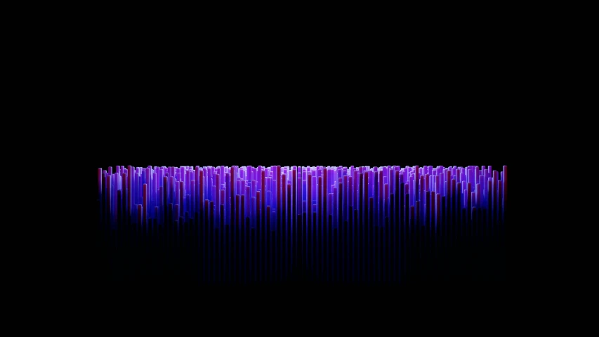 abstract purple and blue stripes are arranged in a row on black background