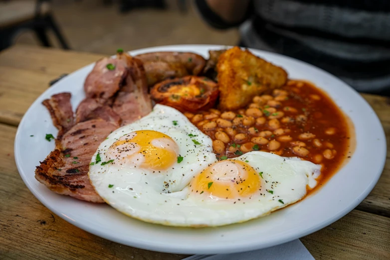 a meal consisting of eggs and some other foods