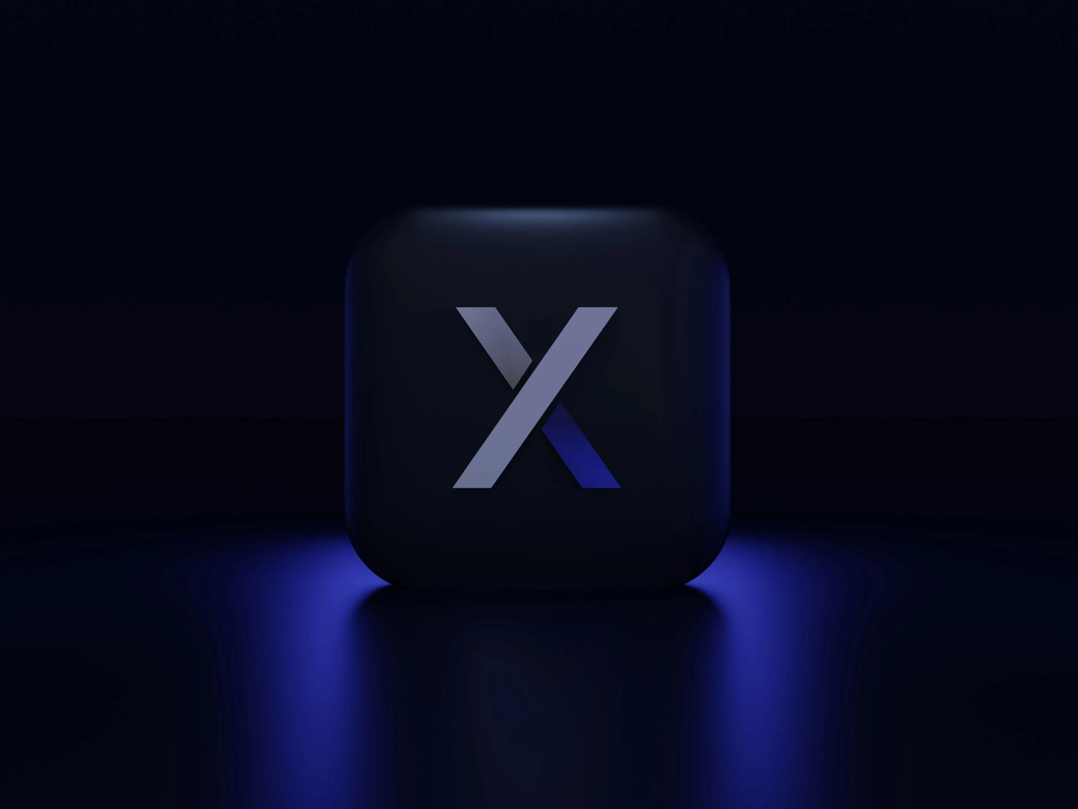 a shiny blue and black object with a x design