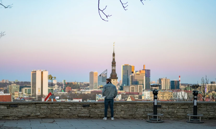 person standing in front of an elevated city view