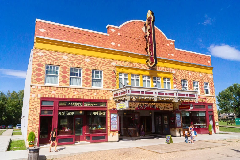 a picture of a building with an outside theater