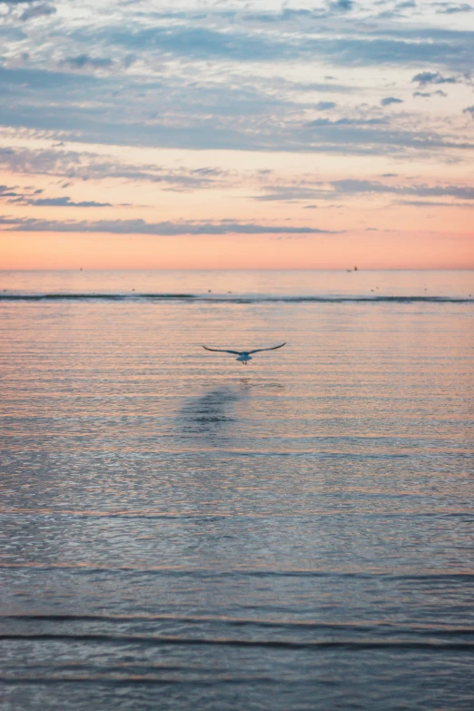 a plane flying low over the ocean under the cloudy sky