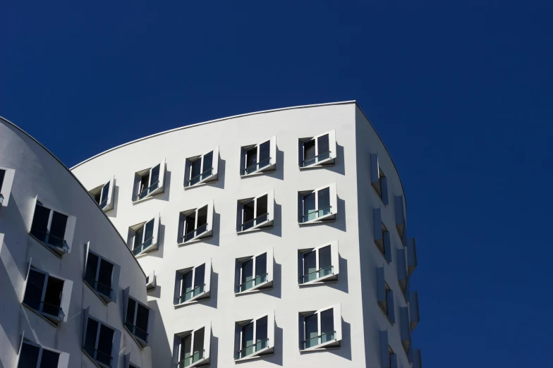 a close up view of a building with many windows