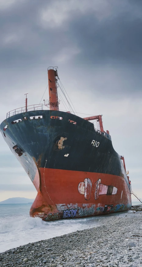 a large cargo ship that is sitting in the ocean