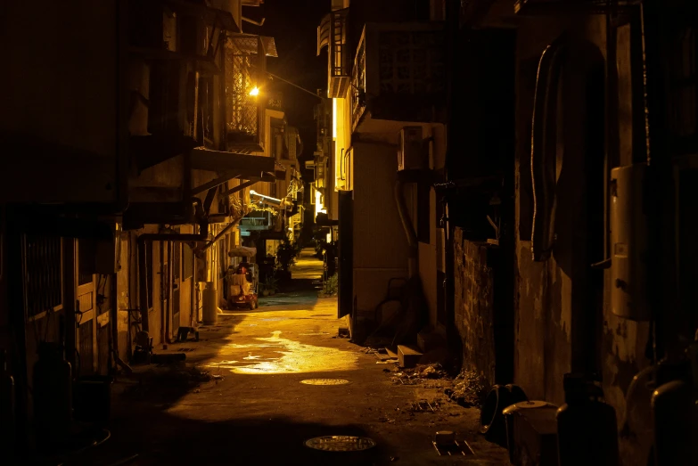 a dark alley at night in the city