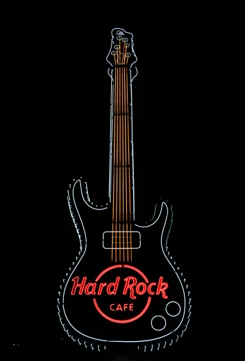 hard rock cafe neon guitar sign