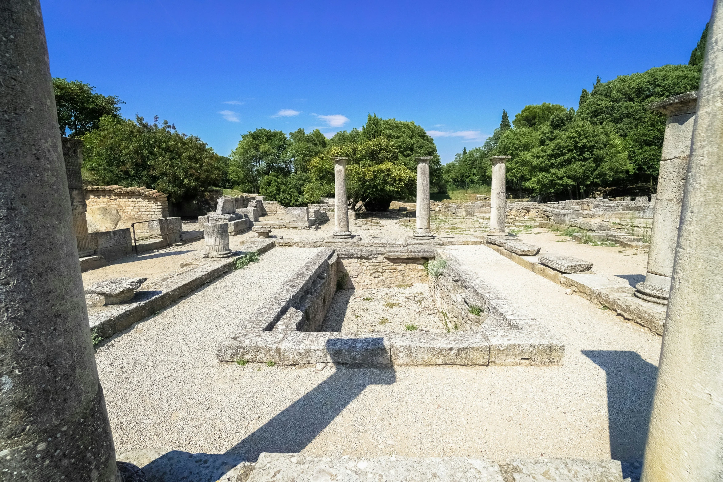 a row of stonehenges are in a museum exhibit