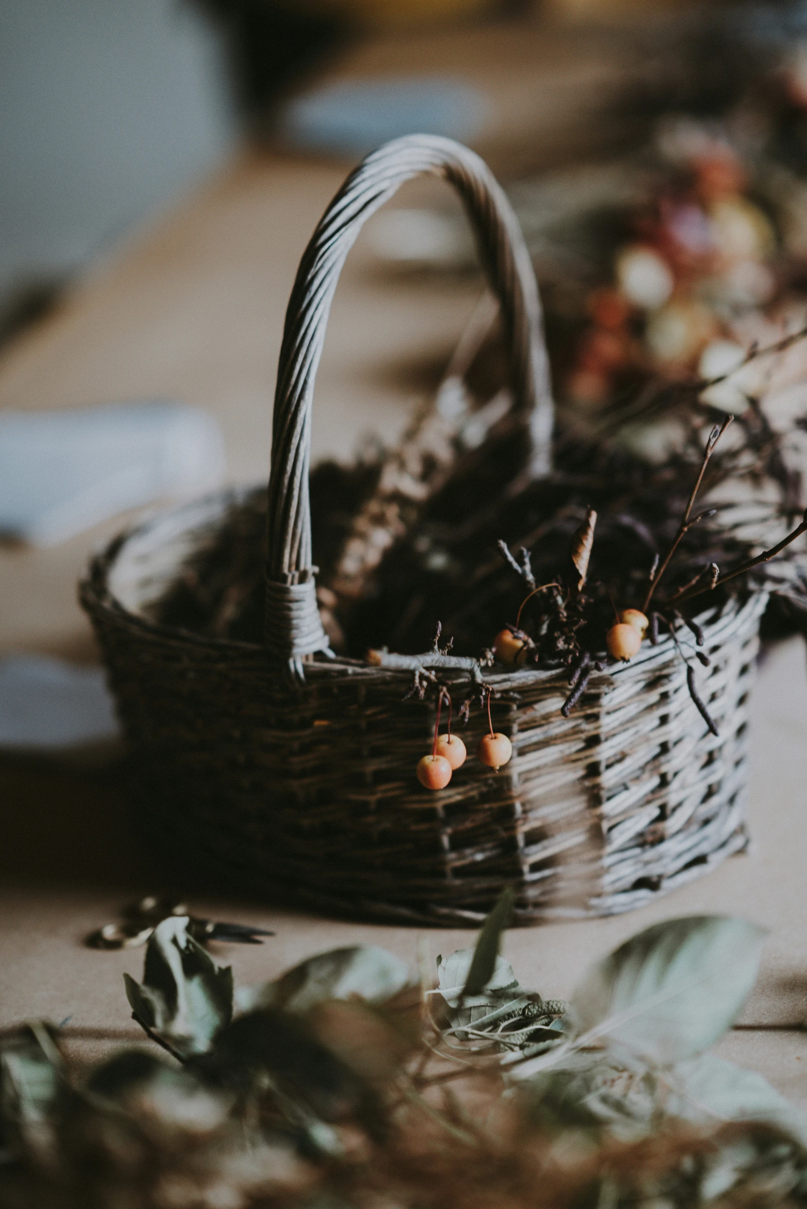 a close up of a basket with nuts in it