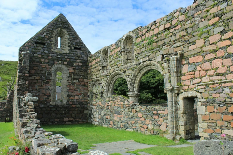 the ruins and walkways are made out of bricks