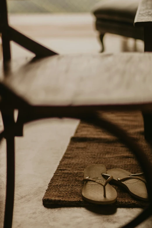 a pair of sandals sitting on the floor