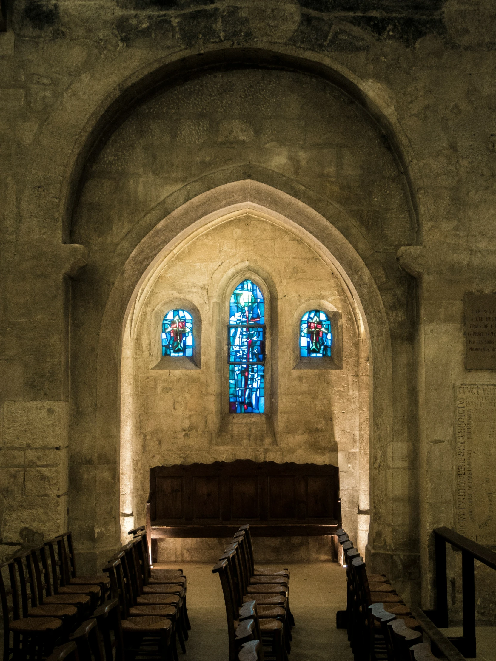 a view of a church from the doorway