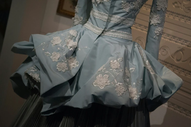 the dress is being displayed on display