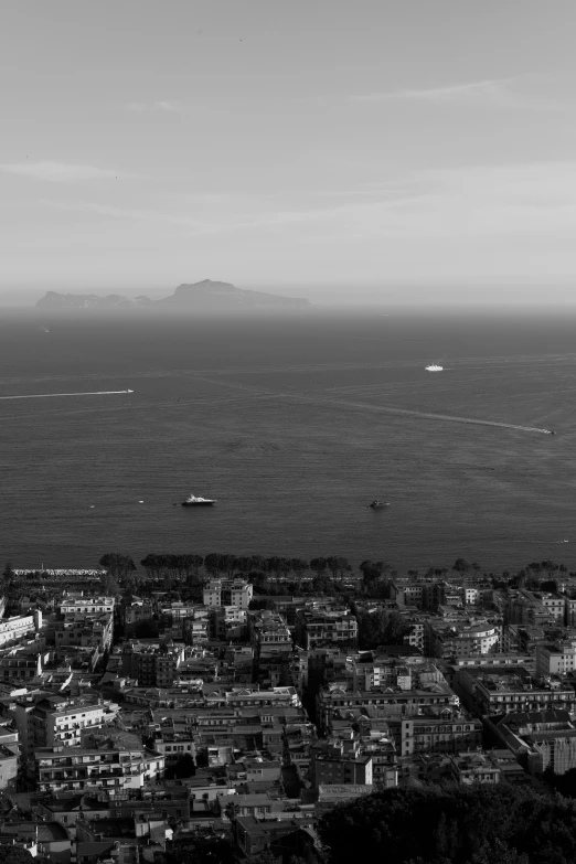 a black and white pograph of a large body of water