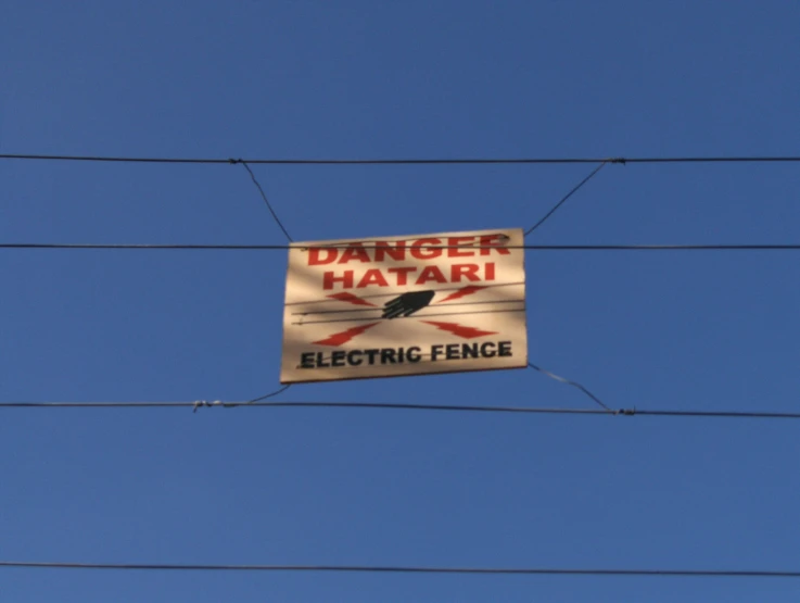 a banner in the middle of a power line