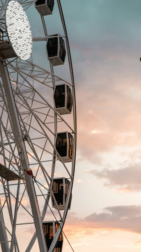 large wheel during twilight in a city