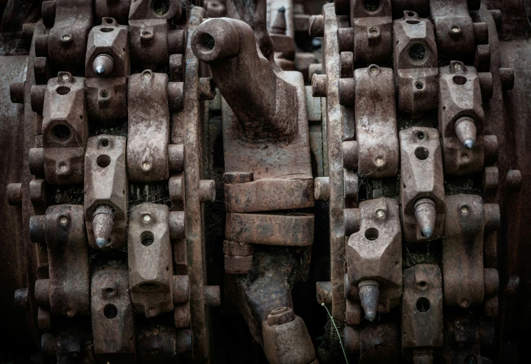old rusty mechanical equipment that is being displayed