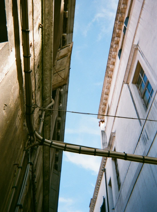 the view looking up from below from another building