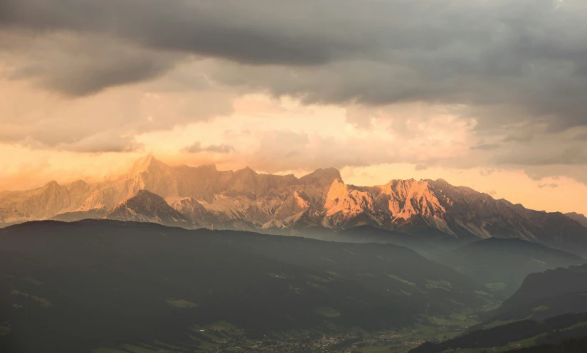 view from the mountains, showing the tops and the clouds