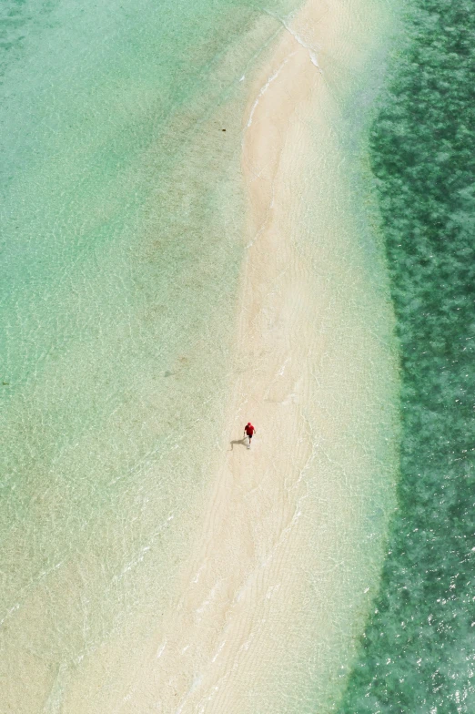 aerial view of clear blue water and sandy beach