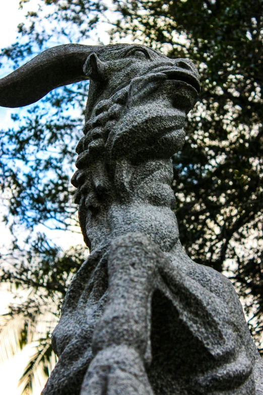 the head and long nose of a statue