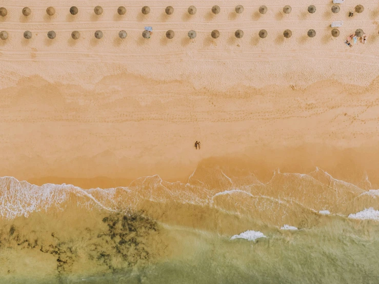 an aerial view of beach with multiple groups of people